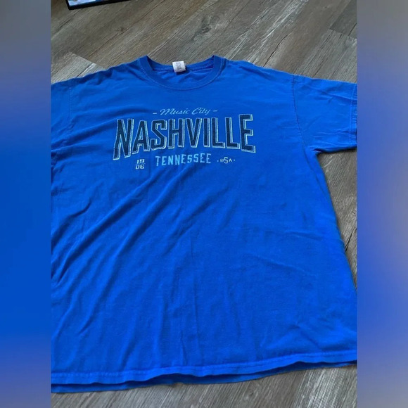 Music City Nashville Tennessee Graphic T-shirt Royal Blue Size L XL - Picture 4 of 7